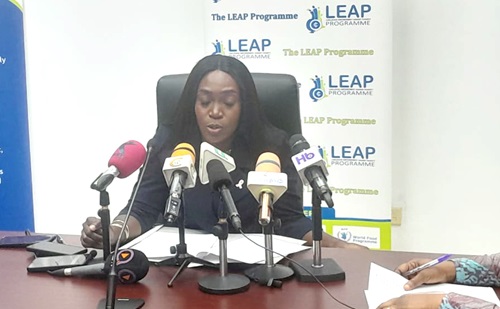 Darkoa Newman, Minister for Gender, Children and Social Protection, addressing the media yesterday