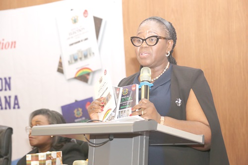 Justice Gertrude Sackey Torkornoo, Chief Justice, launching the Election Adjudication Manual in Accra. Picture: SAMUEL TEI ADANO