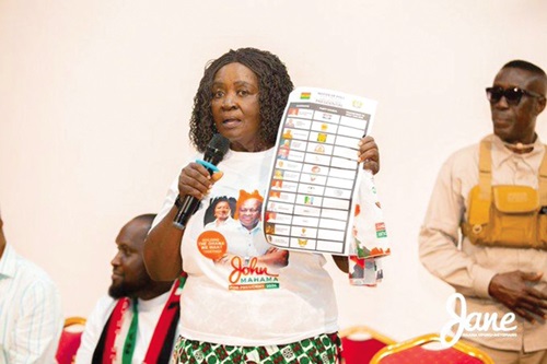 Prof. Naana Jane Opoku-Agyemang educating voters on how to vote for the NDC