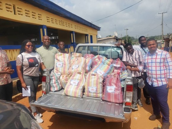 Rosalind Moffatt-Haizel and friends donate to widows and sick