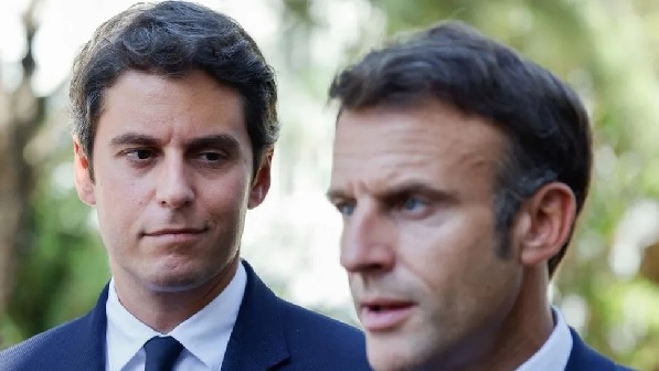 Gabriel Attal (left) has the task of leading the government into European Parliament elections in June