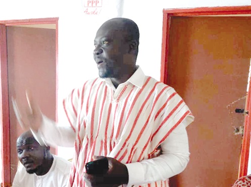 Remy Paa Kow Edmundson (inset), PPP National Secretary, speaking at the inauguration of the party office in Wa
