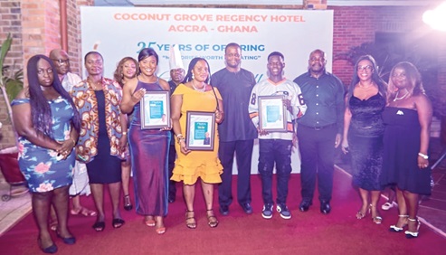 The award winners and management of Coconut Grove Regency Hotel, at the  Annual Dinner and Awards Night 