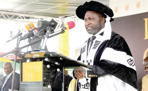 Barima Nana Yaw Kodie Oppong (right), Director of Legal Education, addressing the students. Picture: ESTHER ADJORKOR ADJEI