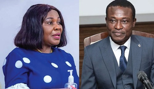 Cecilia Abena Dapaah (Left),former Minister of Sanitation and Water Resources and Kissi Agyebeng(Right),Special Prosecutor