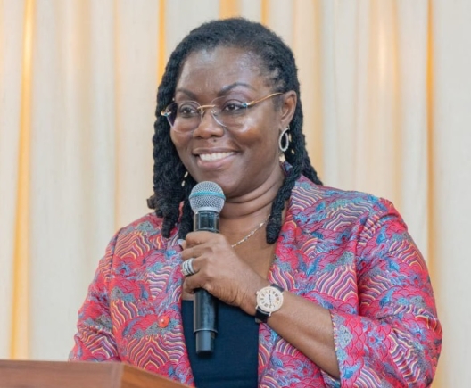 Ursula Owusu-Ekuful, Minister of Communications and Digitalisation, speaking at the New Year School. Picture: ERNEST KODZI