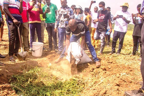 The participants at the compost production demostration site