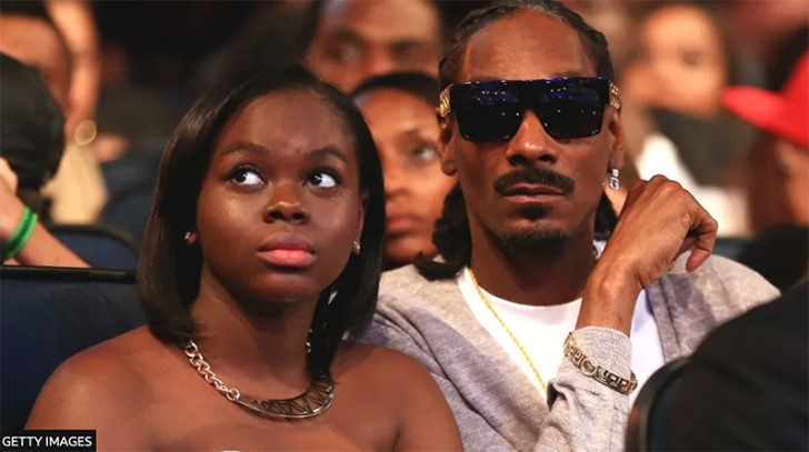 Broadus's father is rap star Snoop Dogg (pictured at the BET Awards in 2014)