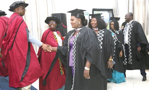 Some graduates being congratulated by members of convocation at the 2023 graduation ceremony at the University of Ghana, Legon. Picture: SAMUEL TEI ADANO