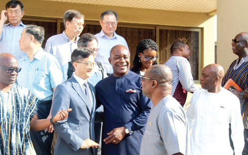 Professor Ahmed Jinapor (arrowed) interacting with Prof. Jangsaeng Kim (2nd from left) of the Yonsei University of South Korea, and other members of the delegation after the meeting