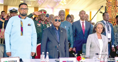 President Akufo-Addo (middle) with Dr Mohamed Irfaan Ali (left), President of Guyana, and Sahle-Work Zewde (right), President of Ethiopia, at the APD