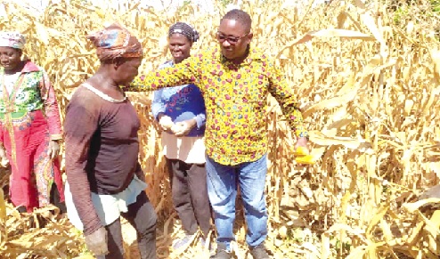 Klutse Kudomor, National Programme Coordinator of Ghana  Agricultural Sector Investment Programme, interacting with some smallholder farmers during one of GASIP projects in the country 
