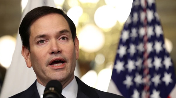 Marco Rubio speaks after he is sworn in as secretary of state by US Vice President JD Vance at the Eisenhower Executive Office Building in Washington on January 21, 2025. Kevin Lamarque/Reuters