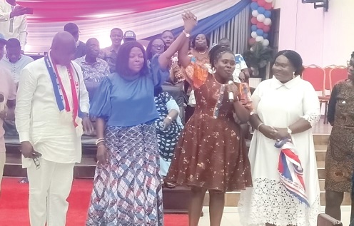 Lydia Alhassan (2nd from left, hand raised) being declared as the NPP Parliamentary Candidate for Ayawaso West Wuogon 