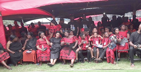 Lilian Kumah ( arrowed), wife of Dr John Kumah, a Deputy Minister of Finance, with her children at the observance of the One Week of her husband’s demise