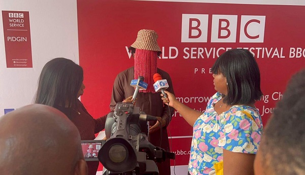 Anas with the bbc world service at Nile University in Abuja