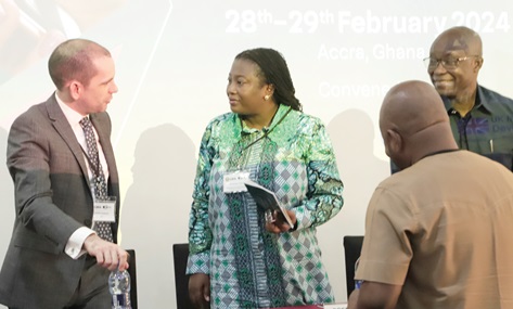 Dr Martin Hearson (left), Research Director of the International Centre for Tax and Development, in a discussion with Adadzewa Otoo (2nd from left), Project Director of the Multi-Regional Retail Finance Distribution Research Initiative, and Dr Charles Addae (right), Deputy Commissioner, Strategy, Research, Policy and Programmes, GRA, after the meeting. Picture: EDNA SALVO-KOTEY