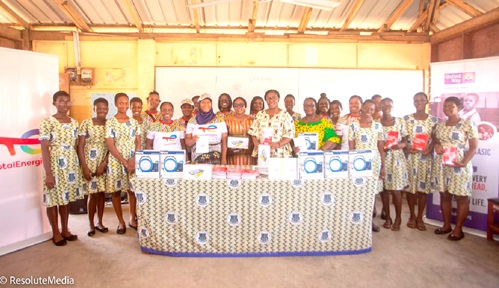  Some volunteers of TotalEnergies Marketing Ghana PLC with some students of the Wesley Girls’ Senior High School after the mentoring session