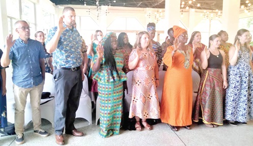 The US Peace Corps volunteers being sworn in to commence work in the country
