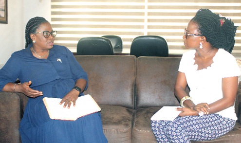 Augustina Tawiah (right), Staff Writer with the Daily Graphic, interviewing  Mercy Larbi, Deputy Commissioner of the  Commission on Human Rights and Administrative Justice in Accra. Picture: ESTHER ADJORKOR ADJEI