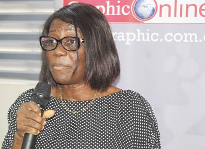 Jemima Lomotey, Regional Economic Planning Director, Greater Accra Regional Coordinating Council, addressing the meeting. Picture: ESTHER ADJORKOR ADJEI