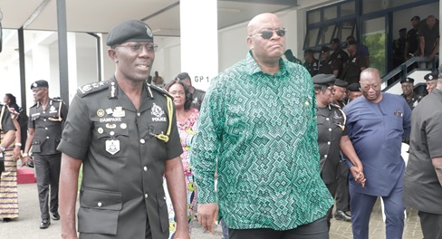 Dr George Akuffo Dampare (left), Inspector -General of Police, and Henry Quartey (right), Minister for the Interior, after the meeting. Picture: EDNA  SALVO-KOTEY