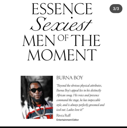 Essence Magazine names Burna Boy one of the 'Sexiest Men Alive'