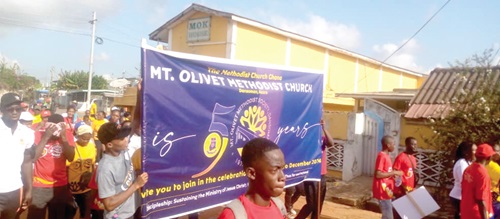  Members of Mt. Olivet Methodist Society on a float as part of the anniversary celebration