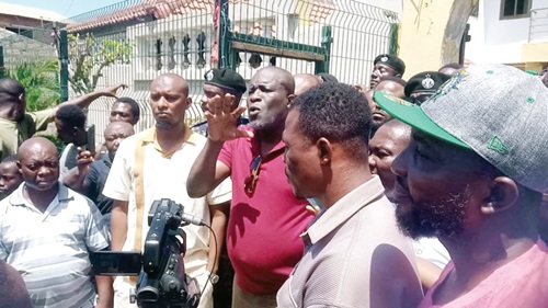 Daniel Titus Glover (2nd from right), Greater Accra Regional Minister designate, addressing the youth after a meeting with the Tema Traditional Council