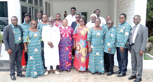 George Amoah (right), Executive Secretary, National Peace Council; Magdalene Kannae (5th from right), Board Member, National Peace Council; Very Rev. Nana Danyame (4th from left), Trustee, Conference of Managers of Education Units, and some members of the council. Picture: ELVIS NII NOI DOWUONA