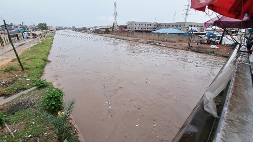 The Odaw canal filled to the brim after yesterday’s downpour