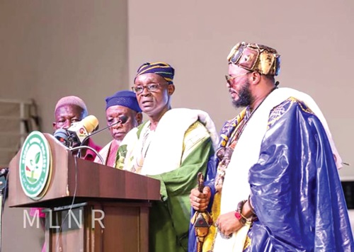 Naa Dr Jacob Mahama, Chief of Zangbalan, delivering  a speech on behalf of Ya-Na