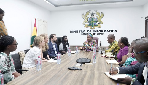 Fatimatu Abubakar (head of table), Minister of Information designate, addressing the delegation from DW Akademie. Picture: EDNA SALVO-KOTEY
