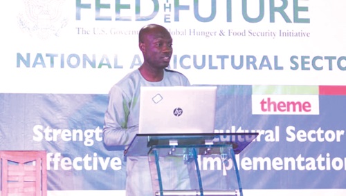 Prof. Gideon Danso-Abbeam (left), Senior Lecturer at UDS, speaking at the dialogue