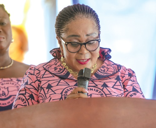 Lordina Mahama speaking at the 2024 young singles camp meeting at the Assemblies of God Church