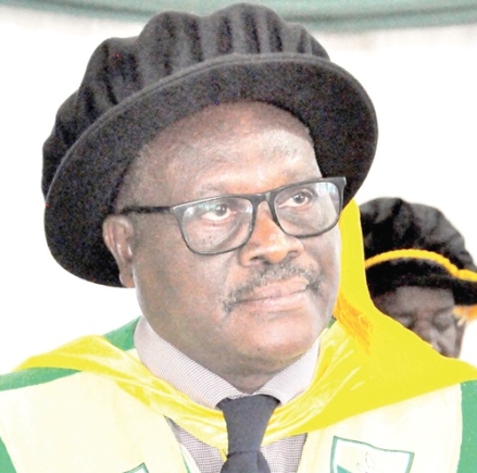Prof. Tsatsu Adogla-Bessa (inset) addressing the students