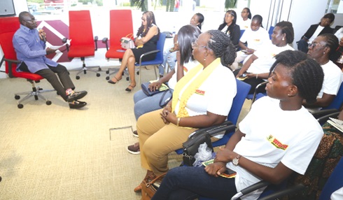 Prof. Douglas Boateng (left), Chairman, Labadi Beach Hotel, addressing the Women in Supply Chain Management in Accra. Picture: SAMUEL TEI ADANO