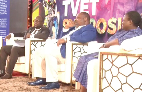 From left: Prof. Amevi Acakpovi, acting Vice-Chancellor; Samuel Amegayibor, Chairperson, Construction Sector Skills Body, and Lucy Mawutor Adzo Dwomoh, member of the of ICT sector skills body