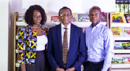 Lawrence Darmani (middle) with Yvonne Bossman (left) and Ben Klu, Executive Secretary of the Ghana Publishers Association