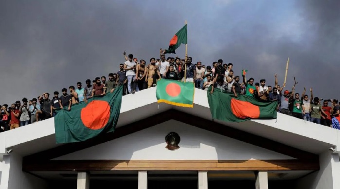 Protesters stormed Prime Minister Sheikh Hasina's palace after she fled the country