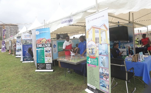 Some exhibition booths at the Graphic-GREDA Housing Fair. Picture: BENEDICT OBUOBI 