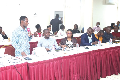  Festus Barfi Fofie (left), Director, WASH Programme, addressing the participants. Picture: ELVIS NII NOI DOWUONA