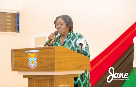  Prof. Naana Jane Opoku-Agyemang addressing the NDC professionals forum at the University of Cape Coast