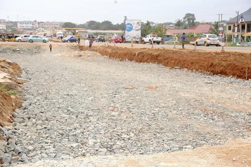 A portion of the Adentan-Dodowa road before the sod-cutting ceremony. Picture: SAMUEL TEI ADANO A portion of the Adentan-Dodowa road before the sod-cutting ceremony. Picture: SAMUEL TEI ADANO
