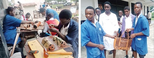  Some of the candidates undertaking their leatherwork practicals at Accra High School