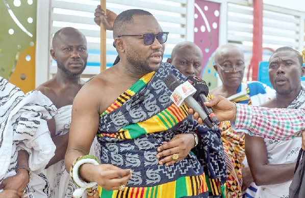 Nana Akonnor Bekai Ababio V speaking to the media       
