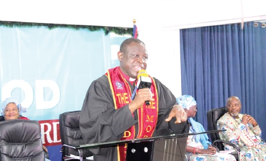 Rt Rev. Prosper Samuel Dzomeku, Moderator, Global Evangelical Church, addressing the congregation