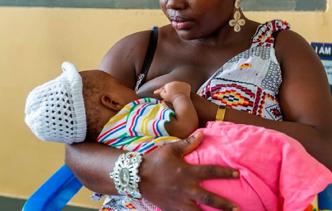 A baby being breastfed