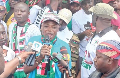 Adolf Ali Mburidiba, Northern Regional Chairman of the NDC, addressing the gathering