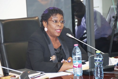 Justice Sophia Rosetta Oduokuwa Bernasko-Essah answering questions before the Appointments Committee of Parliament. Picture: ELVIS NII NOI DOWUONA 
